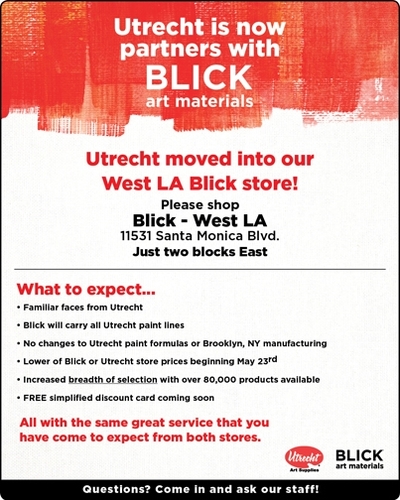 Utrecht Art Supplies Los Angeles has moved into Blick Art Materials West Los Angeles! Come say hello and see what's new!