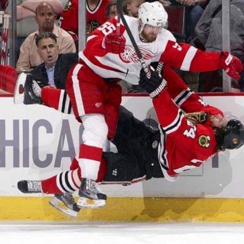 **Big hockey hits** Better keep your head up when these guys are out there