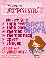 Follow n order di @FontsLand yuk!        Selling Fonts, Themes, Cover n app for your Blackberry \(´▽`)/ || Pin 29BA70D3/29E65CFB :) •Enjoy~ •Payment: 3/XL ^^