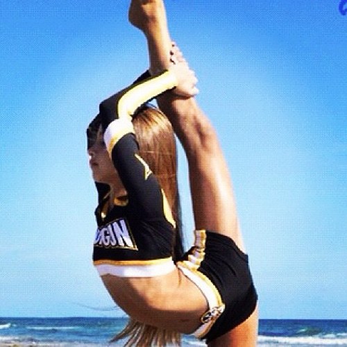 Anyone can throw a ball, but not everyone can flip or jump! Follow my twinnie @HSCheerleading1
