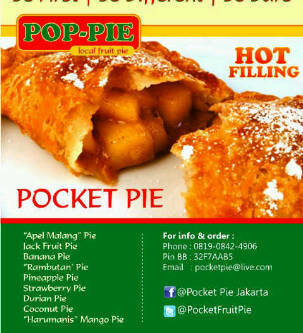 Menjual berbagai jenis Pocket Pie online dari buah lokal,dengan rasa ,kualitas dan harga yang baik.cocok untuk hadiah boss,ulang tahun dan acara2 lainnya.