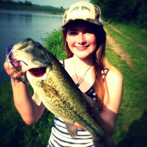 A 20-year old female angler that's addicted to smallmouth fishing