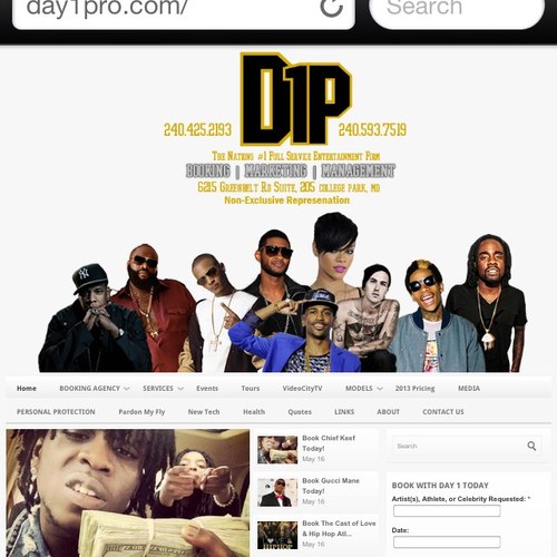 We are new to twitter.. Give us a follow. Want to book a celebrity for large events, features, or even birthdays, contact us. Day1proinc@gmail.com