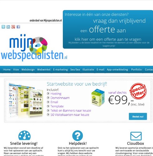Wij ontwerpen niet alleen een maatwerk website voor u in HTML5 ,maar leveren ook 'no cure, no pay' SEO&SEA vanaf €69,95,- per maand!