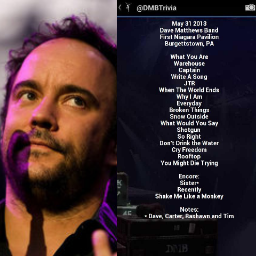 Sorry we have discontinued this project due to lack of time.  (Was: Realtime Setlist Updates -Free Android DMB Trivia & Setlist App