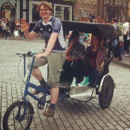 Pedal Powered Pleasure - Rickshaw for hire in Central Edinburgh.  Call Douglas to book: 07831 269759