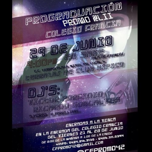 cfpromo42's profile picture. P R O M O X L I I C O L E G I O F R A N C I A Daniela: 0412-7306455. Anastasia: 04142292056 Ana: 04242163130 María Sofía: 04263110394.