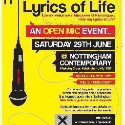 29 June 2013, Nottingham Contemporary 12-8pm
Help us set the UK World Record for the biggest open mic for positive music in Nottingham
0115 9624530