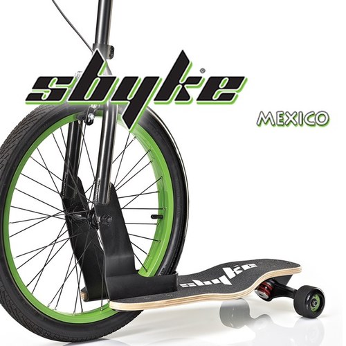 Sbyke es el siguiente paso en la evolución del scooter. Con una rueda delantera de BMX, nueva tecnología de dirección trasera y una base de madera maple.
