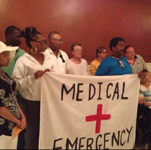 We are a group of uninsured who are staying at the PA Capitol to push for Medicaid Expansion