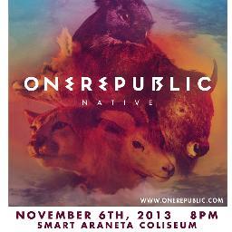 Official updates on OneRepublic's concert in Manila, Philippines on November 6, 2013