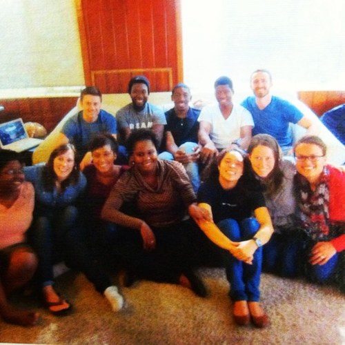 12 folks of different ethnicities trying to follow Jesus in 1 house.