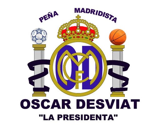 OFICIAL PEÑA MADRIDISTA OSCAR DESVIAT LA PRESIDENTA. CON MÁS DE 100 SOCIOS DEL REALMADRIDC.F.Pabellón de Baloncesto en Propiedad. Presidente: D. Óscar Desviat