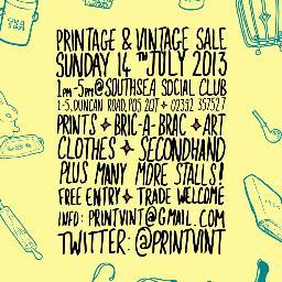 Local fair selling prime examples of print plus vintage clothes, accessories and homewares. First event is Sunday 14th July 2013! Email: printvint@gmail.com