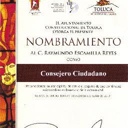 ex Delegado Centro Historico, Consejero CiudadanoToluca,
Vicepresidente Patronato Centro Historico Toluca, Secretario club Rotario valle de Toluca, Empresario