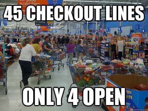 LONG LINES, DIRTY STORES, UNDERSTOCKED AND OVERSTOCKED SHELVES, NO SERVICE, PENNIES ON THE DOLLAR SAVINGS.
Let's face it the REAL walmart sucks.....