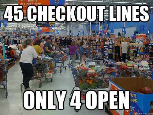 LONG LINES, DIRTY STORES, UNDERSTOCKED AND OVERSTOCKED SHELVES, NO SERVICE, PENNIES ON THE DOLLAR SAVINGS. 
Let's face it the REAL walmart sucks.....