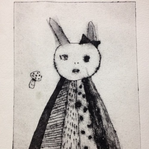 銅版画、紙版画、肉、酒