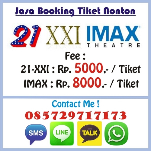 kami @jasatiketnonton melayani jasa booking tiket nonton cinema 21-XXI-IMAX via Mtix untuk seluruh Indonesia,dg fee yg murah! ga perlu repot antri!