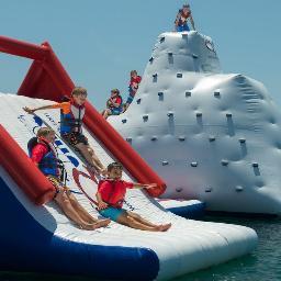 Aqua Arena is physically challenging with activities that include, swimming, climbing, jumping,sliding and running