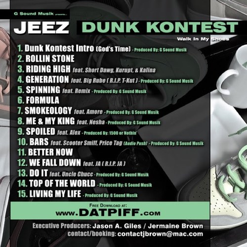 official twitter page for the mixtape Dunk Kontest by @contactjeez feat. @kurupt_gotti @bigrube @elvisfreshley @unclechucc @scootersmiff @bowpriice