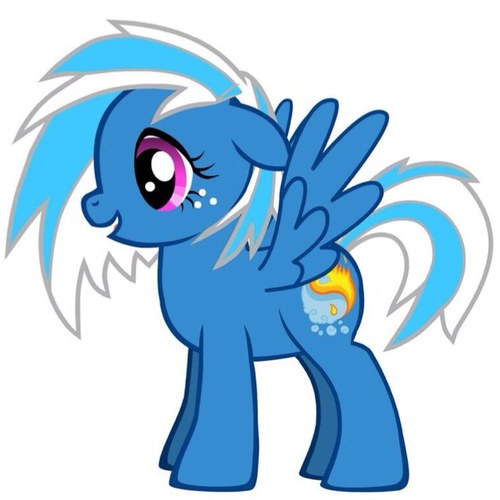 I'm the little sister of @mlp_wingman. I  just got my cutie mark for flying! I'm in the wonderbolt academy. I'm only 10 too! I'm always up for a race!