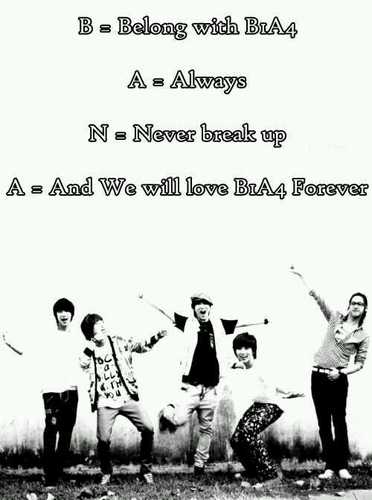 바나 OK! 소녀 OK! B1A4의 아름다운 대상에 대한 OK! 접촉 (@b1a4intl@gmail.com) B = Belong with B1A4~ A = Always~ N = Never break up~ A = And We will love B1A4 Forever~