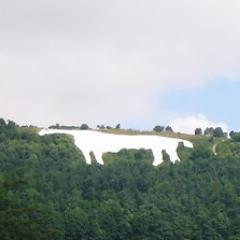 The largest and most northerly white horse, sits proudly on the hillside above Kilburn.  Created in 1857 and now groomed by the Kilburn White Horse Association