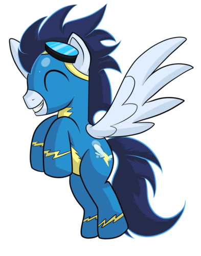 Soarin' is the cheerful, laid back co-leader of the Wonderbolts. He can be a bit cocky sometimes, and he LOVES pie! ((RP HEAVY! #MultiverseRP!))