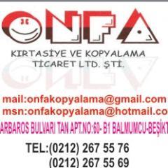 ÖNFA KIRTASİYE &  KOPYALAMA LTD.ŞTİ
info:  onfakopyalama@gmail.com
Barbaros Bulvarı Tan Apt. No:60 B1
BEŞİKTAŞ -  İSTANBUL
0212 267 55 76 - 267 55 69