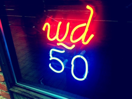 wd~50 is at 50 Clinton Street, between Rivington and Stanton, on Manhattan's Lower East Side. It offers two Tasting Menus