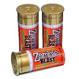 Zombie Blast - A premium 2oz. energy shot in a shotgun shell.  Don't Be A Zombie!