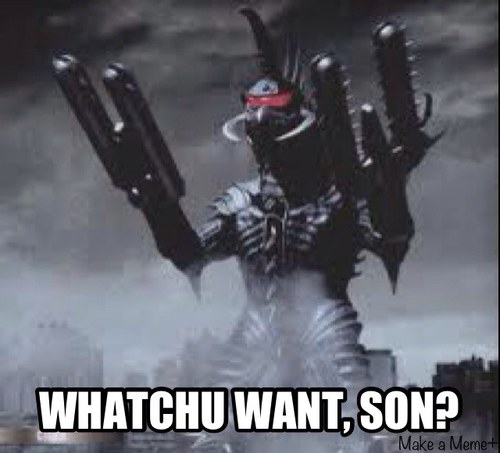 Gigan__'s profile picture. Buzzsaw stomach with buzzsaw gun, razor/chainsaw hands with grapling hooks, shotgun laser vision, teleportation. Need I say more?