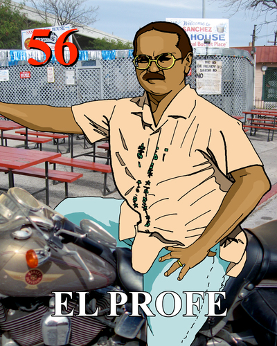 Professor, Pugilist Poet, Xicano on a Fatboy