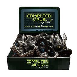 Includes a pop-up hang tag, like the on-screen pop-ups that alert computer users about a virus. Figured using 1s and 0s, to represent binary code.