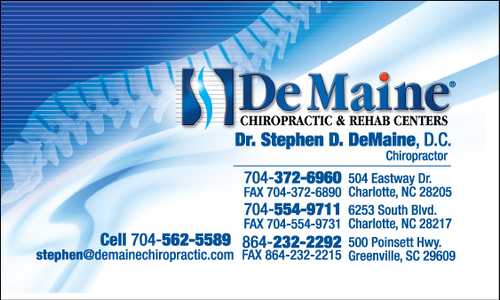 DeMaine Chiropractic and Rehab Centers have 2 Charlotte, NC locations. We offer comprehensive chiropractic care, physical therapy, massage therapy, & exercises.