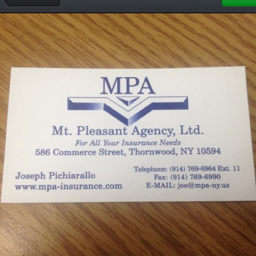 Mt. Pleasant Agency, LTD
586 Commerce Street,Thornwood NY 10594
Phone: 914.769.6964
Fax: 914.769.6990

For all your insurance needs!