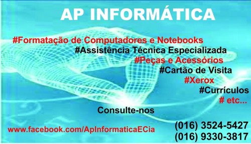 MONTAGEM E MANUTENÇÃO EM SEU PC E NOTEBOOK FORMATAÇÃO E INSTALAÇÃO DE PROGRAMAS E PERIFÉRICOS VENHA CONFERIR O MELHOR E MENOR PREÇO DA REGIÃO...
