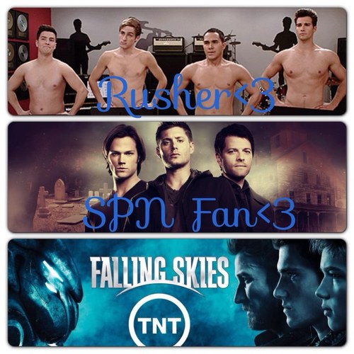 Supernatural is my life!!! I LOVE Big Time Rush!!! I saw them preform 7/23/11 at Red, White, and Boom!!Logan winked &pointed at me!!Stephen Glickman follows!(: