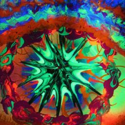 Anthony creates unique abstract art with vibrant color with textures that  glow in multi-dimension and transform under black light  adding mind blowing depths.