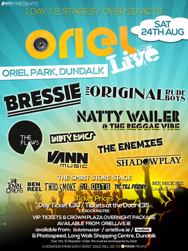1 DAY/ 2 STAGES/ OVER 20 ACTS
Oriel Live, Oriel Park, Dundalk. 
Featuring Bressie, The Original Rudeboys & Many more.
http://t.co/zMgJi2BQjA