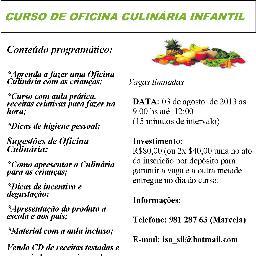 Informações sobre cursos  ministrados pela nutricionista Marcela I.Silveira Contato: 98128763