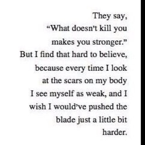 I am not here to promote anything. I am just a girl who self harms and is depressed and suicidal.