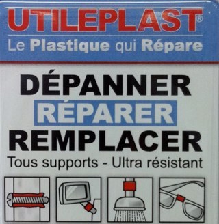 Ne jetez plus, reparez ! L'UTILEPLAST® le plastique qui répare! L'UTILEPLAST® est sans odeur, réutilisable (donc recyclable) et sans danger pour l'environnement