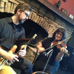 Patrick Cannady (uilleann pipes and whistles) and Karen Cook Cannady (fiddles) are Irish traditional musicians in Chicago, Group name Kilmaley.