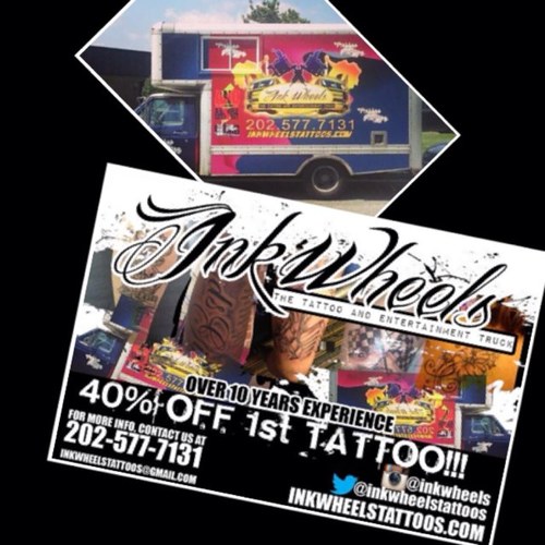 #InkWheelsTattoos is a tattoo shop on wheels! The first of it's kind in the DMV Area. Specializing in custom tattoos, cover-ups, & piercings.