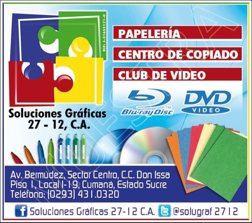 Centro de copiado y diseno grafico, papeleria en general, club de videos, realizamos avances de efectivo .
