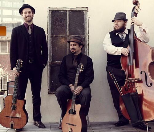 Gypsy Jazz + Country + Swing from the Empire State. Matthew Avedon, Guitar;  Jordan Hyde, Guitar and Vocals; and Jay Sanford, Bass http://t.co/ans9tng2kF
