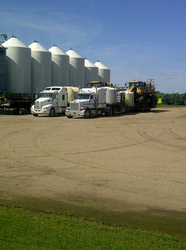 We raise hogs and holstein beef north of Saskatoon and work on a large grain farm and commercial trucking