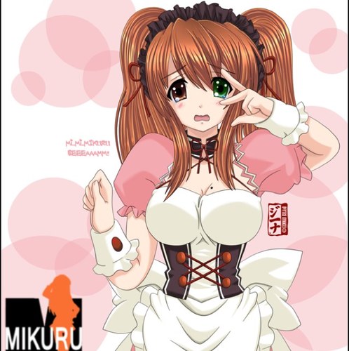 I...I-I'm Mikuru A-Asahina *blushes and looks down* Im from the SOS brigade...Im a t...time traveler *smiles and blushes*